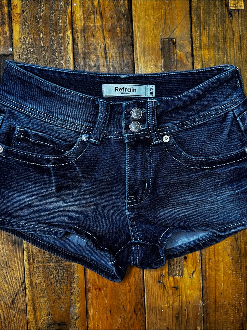 Refrain low rise Women’s Dark Blue Denim Short Shorts